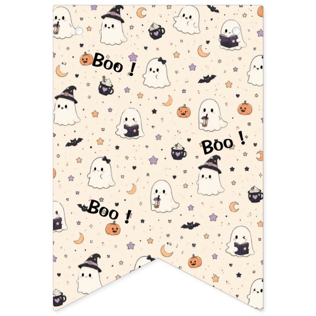 Bandeirinha Faixa de Fantasminha Mini de Halloween Fofa (Segunda Bandeira)