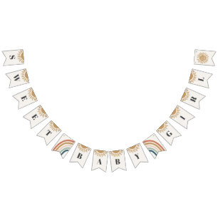 Bandeirinha faixa do chá de fraldas sunshine boho