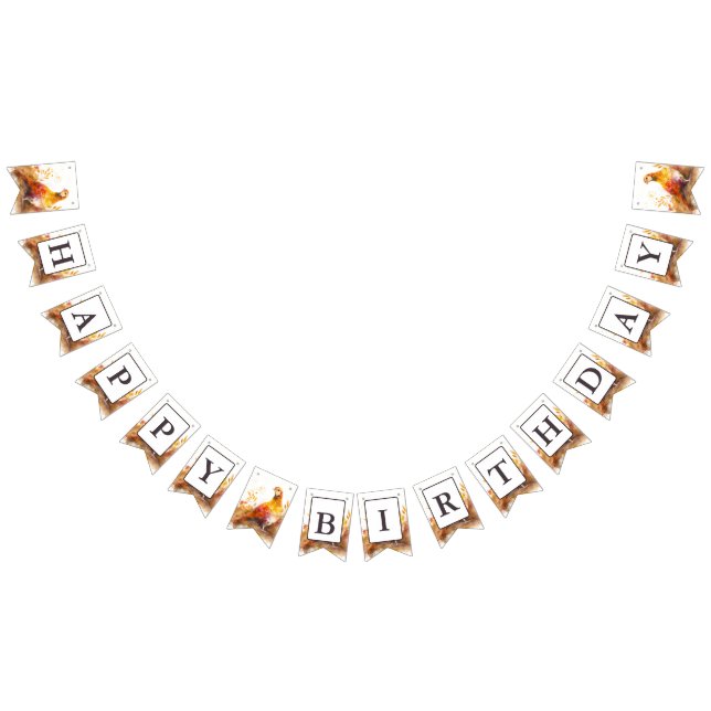 Bandeirinha Fall Vibes Watercolor Pheasant - Aniversário (Todos)