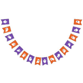 Bandeirinha Fantasma de Feliz Halloween, Roxo Laranja
