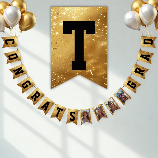 Bandeirinha Faux Gold CONGRATULATIONS! sparkling Party (Criador carregado)