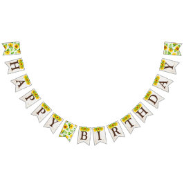 Bandeirinha Felicidades de Aniversário Girassol e Decoração de