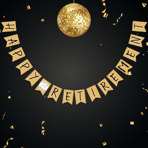 Bandeirinha Felicitaçāo de Aposentadoria Falso Ouro Festa de P