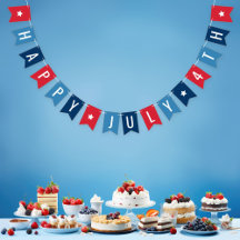 Feliz 4 de Julho Carta Azul Vermelho Branco