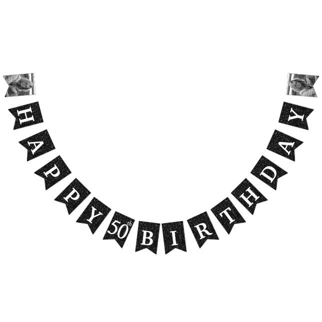 Bandeirinha Feliz 50º aniversário Foto negra (Todos)