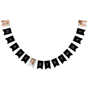 Bandeirinha Feliz Aniversário 3 Foto Preto e Branco