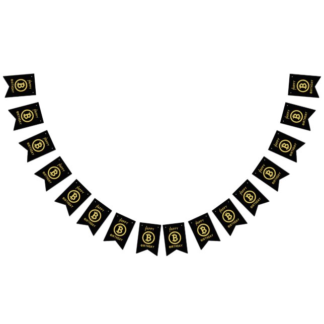 Bandeirinha Feliz Aniversário Bitcoin Gold Bunting Banner (Todos)