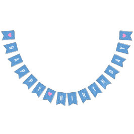 Bandeirinha Feliz Aniversário Bolinhas Azuis