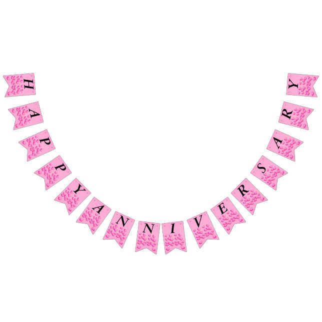 Bandeirinha Feliz Aniversário Cluster Bright Pink Love Hearts (Todos)