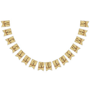 Bandeirinha Feliz Aniversário Coruja Colorida No Branch Brown