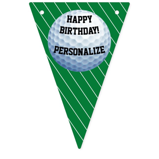 Bandeirinha Feliz Aniversário da Bola de Golfe Personalizada (Primeira Bandeira)