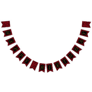 Bandeirinha Feliz aniversario da rosa vermelha elegante