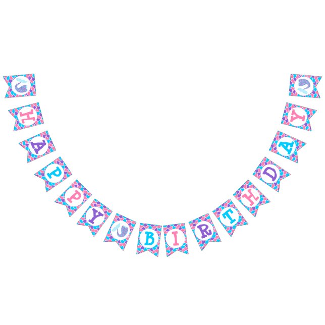 Bandeirinha Feliz Aniversário da Sereia Whimsid (Todos)