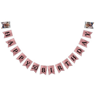 Bandeirinha Feliz Aniversário de 50 Anos Foto Bunting de Folha