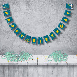 Bandeirinha Feliz Aniversário do Azul e Amarelo