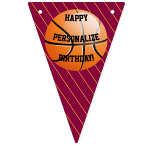 Bandeirinha Feliz Aniversário do Basquete Personalizado