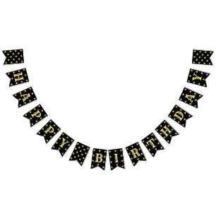 Bandeirinha Feliz Aniversário do Decor Dourado Moderno Elegan