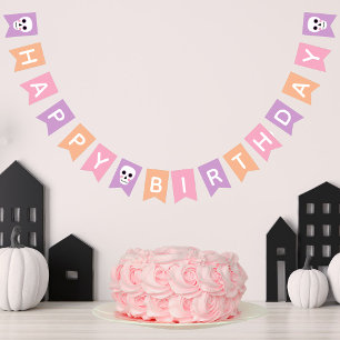 Bandeirinha Feliz Aniversário do Feliz Dia das Bruxas Pastel