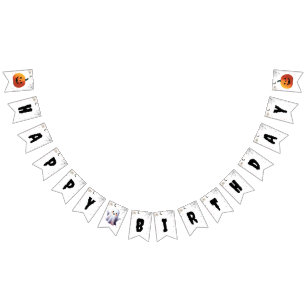 Bandeirinha Feliz Aniversário do Ghost Boy do Bom Halloween