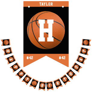 Bandeirinha Feliz Aniversário do Jogador do Esporte de Basquet