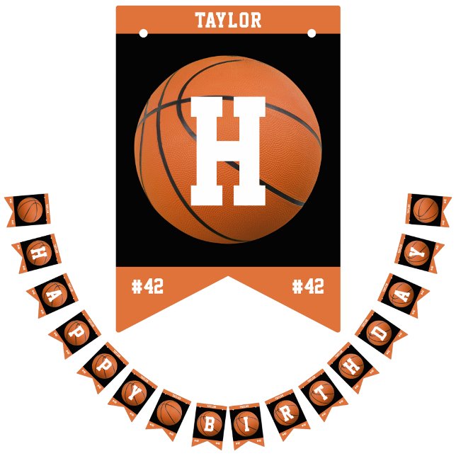 Bandeirinha Feliz Aniversário do Jogador do Esporte de Basquet (Criador carregado)