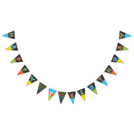 Bandeirinha Feliz aniversário do Monstro Chalkboard