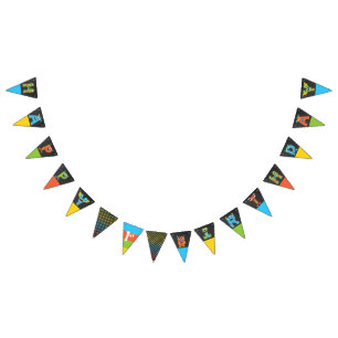 Bandeirinha Feliz aniversário do Monstro Chalkboard