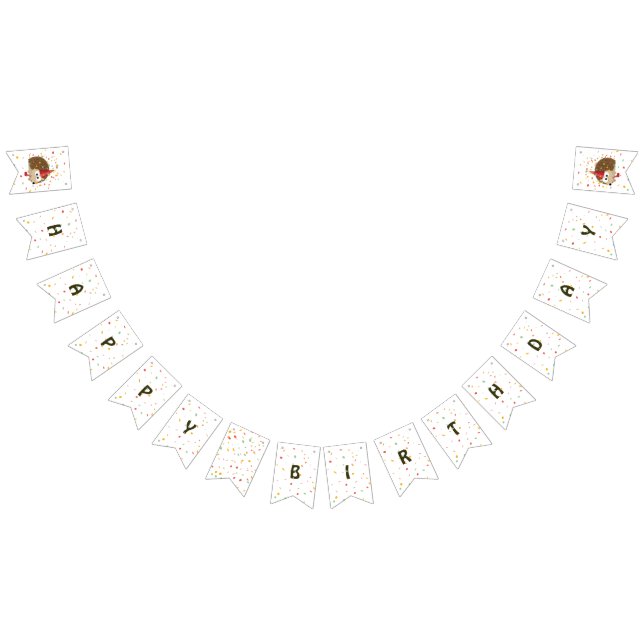 Bandeirinha Feliz Aniversário do Partido Confetti Hedgehog (Todos)