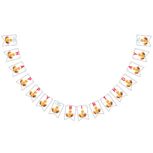Bandeirinha Feliz Aniversário do Pato Amarelo Jogando Piscar