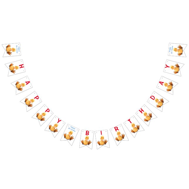 Bandeirinha Feliz Aniversário do Pato Amarelo Jogando Piscar o (Todos)