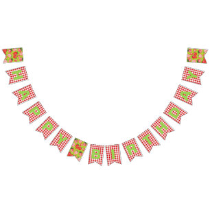 Bandeirinha Feliz Aniversário do Tema de Morango