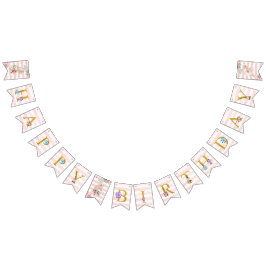 Bandeirinha Feliz Aniversário do Unicórnio Dourado Glitter Pin