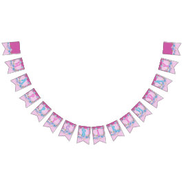 Bandeirinha Feliz aniversário Festa de Bolinhas Púrpuras, Rosa