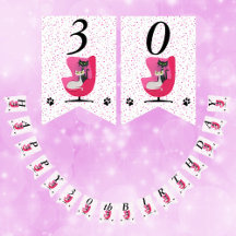 Feliz aniversário Gatos cor-de-rosa Portas de Meio