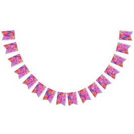 Bandeirinha Feliz Aniversário Glitter Rosa Arco-Íris Dourado