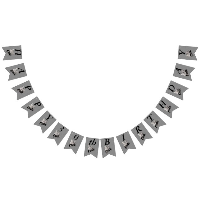 Bandeirinha Feliz Aniversário Gótico Grande Cinza do Crânio da (Todos)