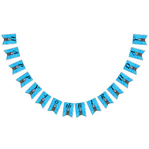 Bandeirinha Feliz Aniversário Lady Skeleton Strike Cape Aqua