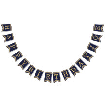 Feliz aniversário Marinho Azul Dourado 3 Letras No