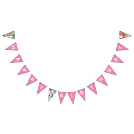 Bandeirinha Feliz Aniversário, Menina Rosa Foto Filha Rosa