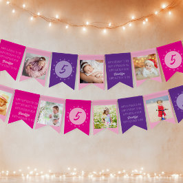 Bandeirinha Feliz aniversário para você qualquer foto rosa púr