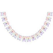 Feliz Aniversário Pastel Rainbow White Stripes