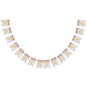 Bandeirinha Feliz Aniversário Rosa 3 Letra Nome Orquídea Rapar