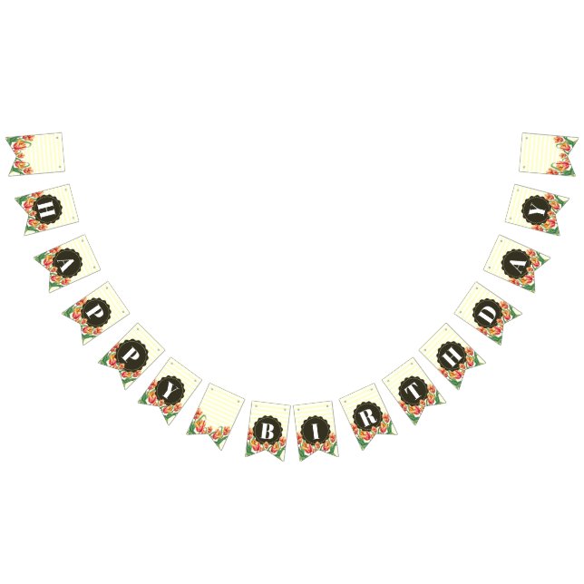 Bandeirinha Feliz Aniversário Roxo Iris Bolinhas Negras (Todos)