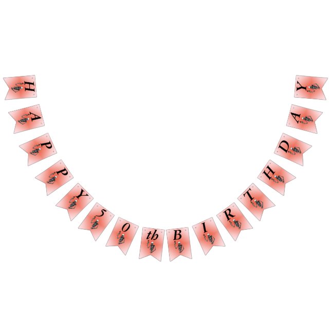 Bandeirinha Feliz Aniversário Skeleton segurando Rosa vermelha (Todos)