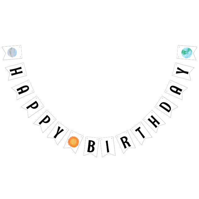 Bandeirinha Feliz Aniversário Sol E Planetas Bunting (Todos)