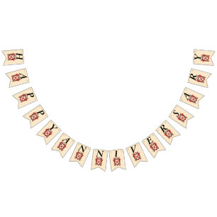 Bandeirinha Feliz Aniversário Sonhando Flores Vermelhas Borbol