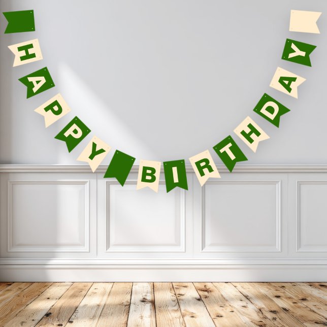 Bandeirinha Feliz Aniversário Verde e Bege (Criador carregado)