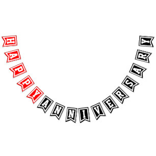 Bandeirinha Feliz Aniversário (Vermelho Branco Preto) ou Suas 