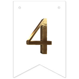 Bandeirinha Feliz ano novo Dourado Elegante 2024 Números Branc