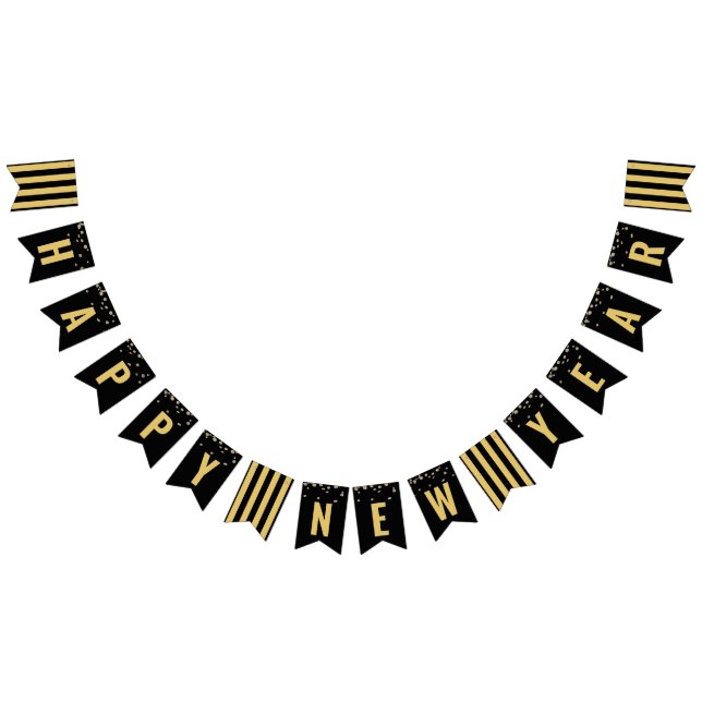 Bandeirinha Feliz ano novo Partido Dourado Negro Moderno (Todos)